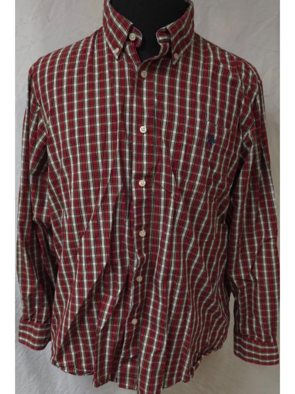 U.S. Polo Assn Mens XL Red Plaid Button Down Long Sleeve Embroidered Logo Shirt